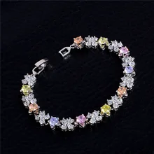 SHUANGR AAA+ элегантные цветные Квадратные CZ теннисные браслеты для женщин белого золота-цвет принцесса огранка CZ свадебные украшения