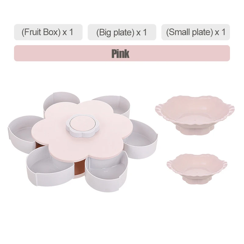 Pink-Small-Big plate Onepe 6 Сетка вращающийся ящик для хранения для семян гайки конфеты сухие фрукты хранения Чехол для детей защищают фрукты Чехол Органайзер лоток - Цвет: Pink-Small-Big plate