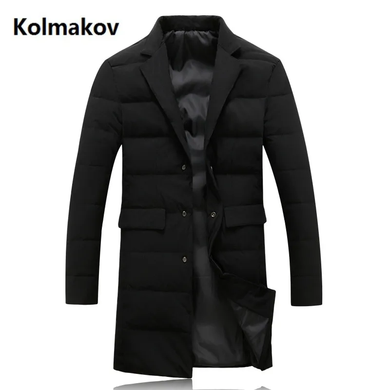 Мужское пуховое пальто, зимний модный пуховик, длинная Стильная парка, уплотненная куртка на 90% белом утином пуху, мужские куртки, полный размер, M-5XL