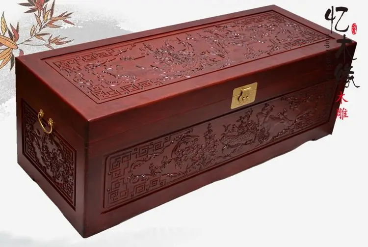 

Flower box wooden Zhangmu Zhangmu solid wood marriage suitcase box of clothes storage box painting collection box