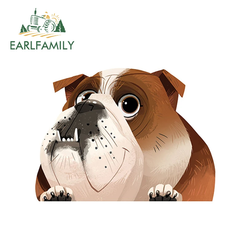 

EARLFAMILY 13cm x 9.9cm Cartoon English Bulldog Sticker Pet Dog Vinyl Decal Animal Car Stickers Waterproof Bumper Accessories