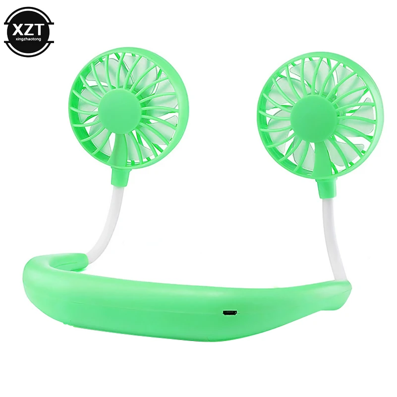 Mini Portable Neck Band Hands-Free Hanging Fan Cool Air Travel Cooler Cooling USB Mini Fans Power for Sports Office Outdoor Home
