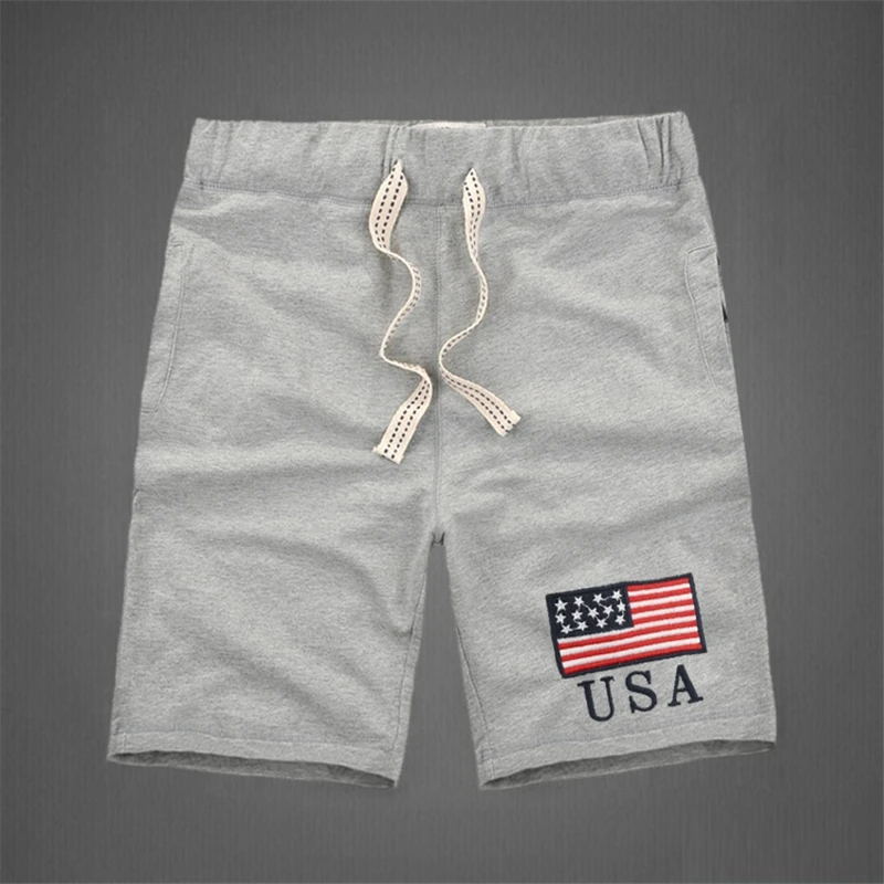 American style fashion mens shorts 100 cotton thick high quality knee length Embroidery letter decorated causal