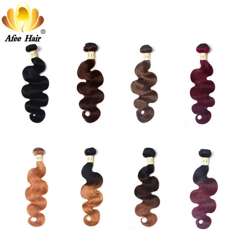 AliAfee Hair Colored Brazilian Body Wave Bundles #1b/#2/#4/#99/#27 Ombre Hair Weave Bundles 100% Human Hair Extensions Non-Remy AliAfee Hair Colored Brazilian Body Wave Bundles #1b/#2/#4/#99/#27 Ombre Hair Weave Bundles 100% Human Hair Extensions Non-Remy