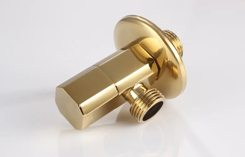 

Free shipping Gold angle valve copper gold plated triangle valve general bathroom valve water stop valve toilet triangle AG806-1