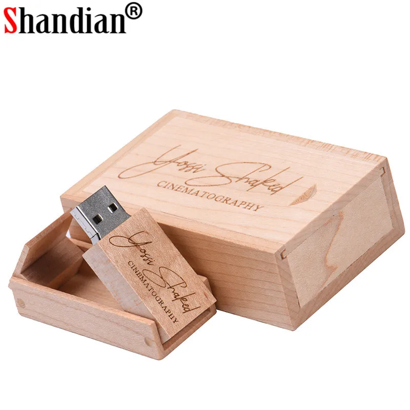 

SHANDIAN (over 10 PCS free LOGO) Wooden USB+ box USB Flash Drive pendrive 4GB 8GB 16G 32GB Memory card photography wedding gift