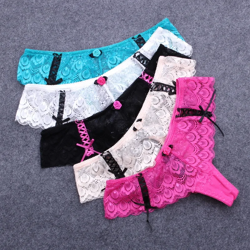 

2018 Spring Plus size Sexy Women G-String Panties Lace Butterfly Underwear Women T-back Transparent French style Thong Tanga
