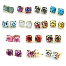 Wholeasle Kate Small Square Opal Glitter Stud Earrings Gold Women Fashion Jewelry 2016 Earrings 14 Option