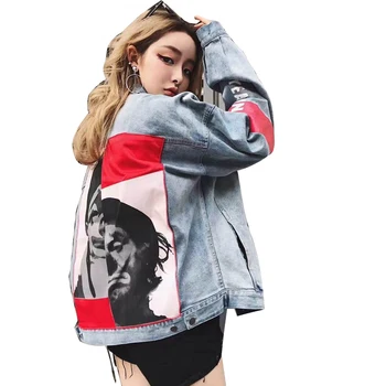 

Unisex Fashion Streetwear Clothes New Designer Spring Autumn Novelty Patchwork Punk Clown Jeans Jacket Coat for Women and Men