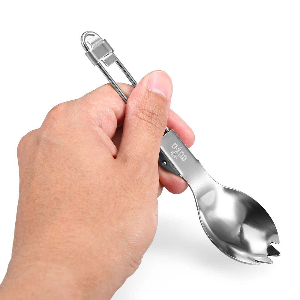 Нержавеющая сталь кемпинг столовые приборы Ложка Spork лопатка Еда складной портативный кулинарный ломтик Тернер Кемпинг Пикник Посуда