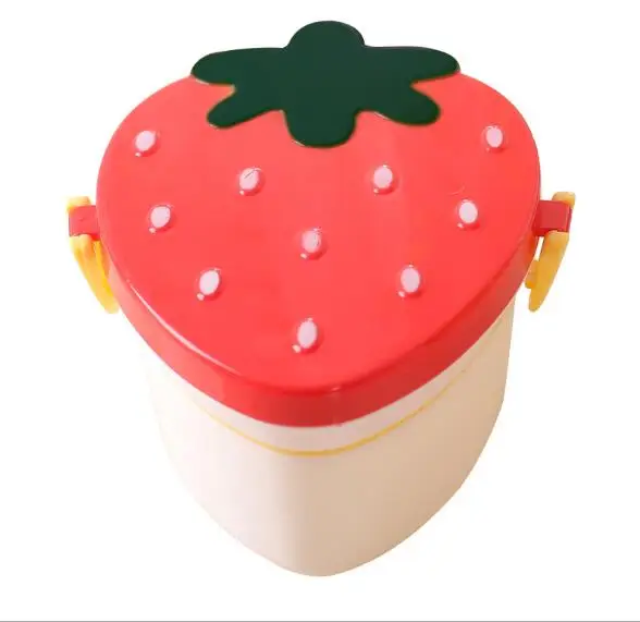 

1PC Two layers Cute Design Strawberry Shape Lunch Boxs Food Fruit Storage Container Portable Bento Box Anti Leakage Food NV 002