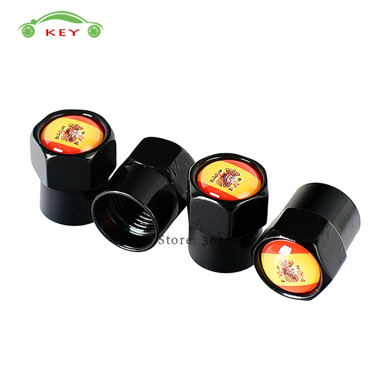 

Car Styling Metal Wheel Stem Airtight Covers Tire Valve Caps Flag of Spain for BMW Mazda Volkswagen Mercedes Benz Hyundai Lexus