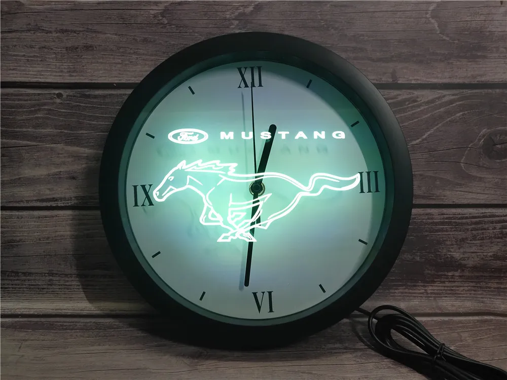 0R064 Ford Mustang приложение RGB 5050 Светодиодный неоновые световые знаки настенные часы