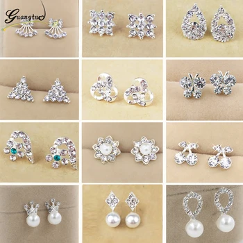 Offre spéciale mignon exquis Simlated perle cristal Stud boucle d'oreille papillon flocon de neige étoile Triangle couronne forme boucle d'oreille Bijoux Brincos