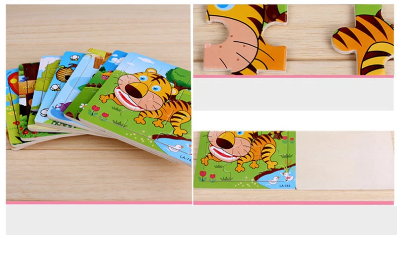 Wooden Puzzle - 4 (kitten puppy zebra elephant) (6)