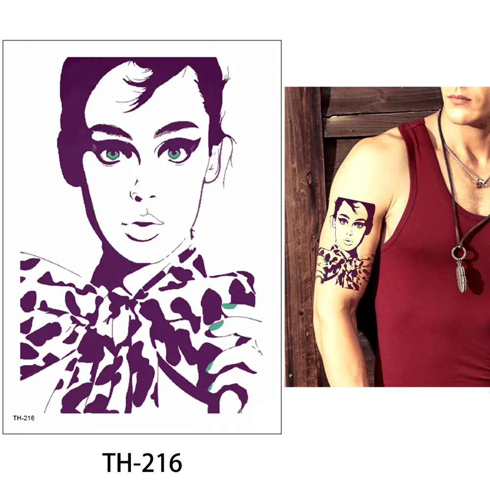 14,8*21 см, 24 дизайна, 1 лист, цветок, рука, татуировка, наклейка, временная нога, задняя талия, художественная татуировка, Череп, Орел, макияж - Цвет: TH-216