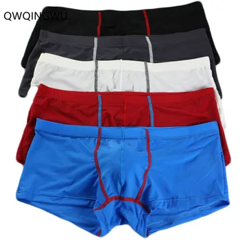 

5PCS Men's Boxer Shorts Seamless Comfortable Underwear Ice Silk Breathable Flat Ultra-Thin Male Underpants Brand Cueca Boxers
