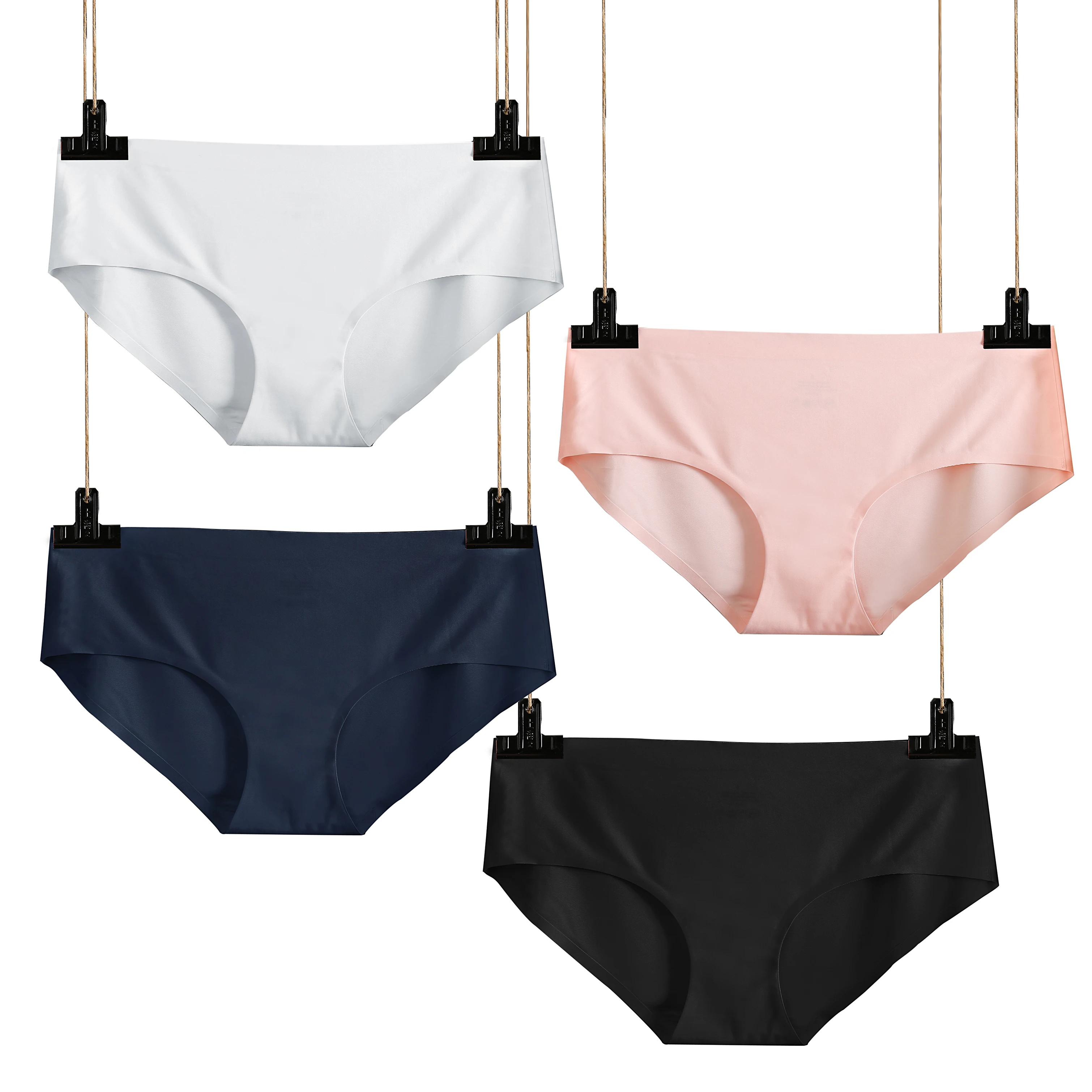 

2 Pcs/lot Ice Silk Seamless Women Panties Solid Soft Plus Size Lady Underwear High Elasticity Smooth Ruffle Simple Breifs