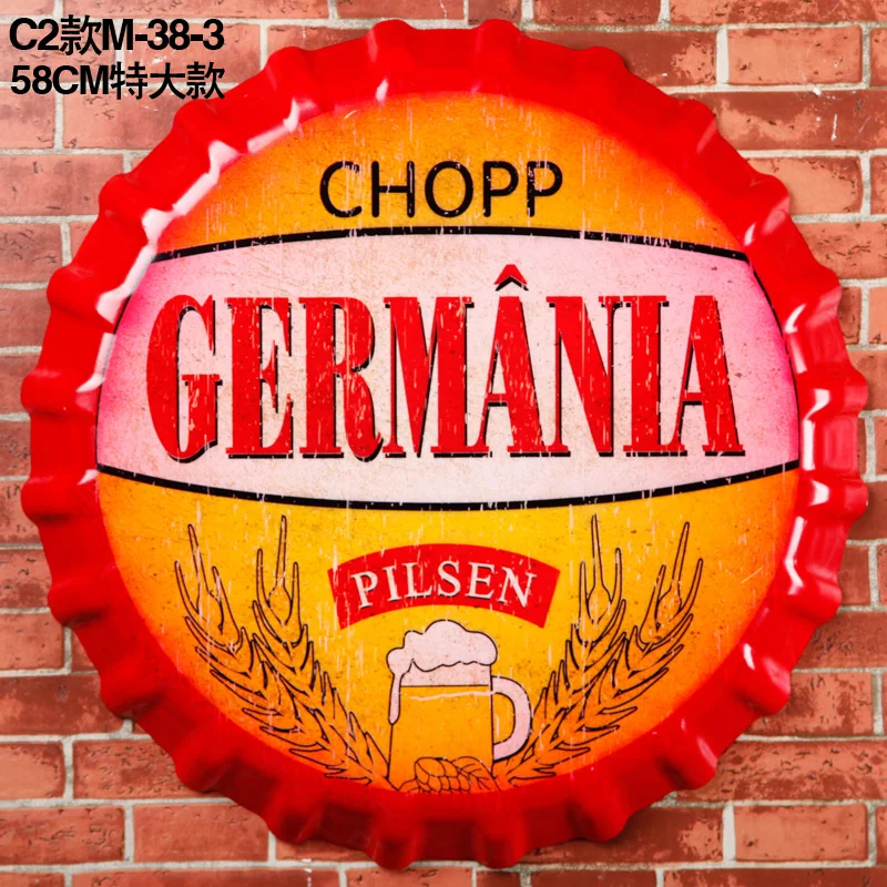

Large Tin Sign"CHOPP" Vintage Metal Painting Beer cap Bar pub Hanging Ornaments Wallpaper Decor Retro Mural Poster Craft 58X58CM