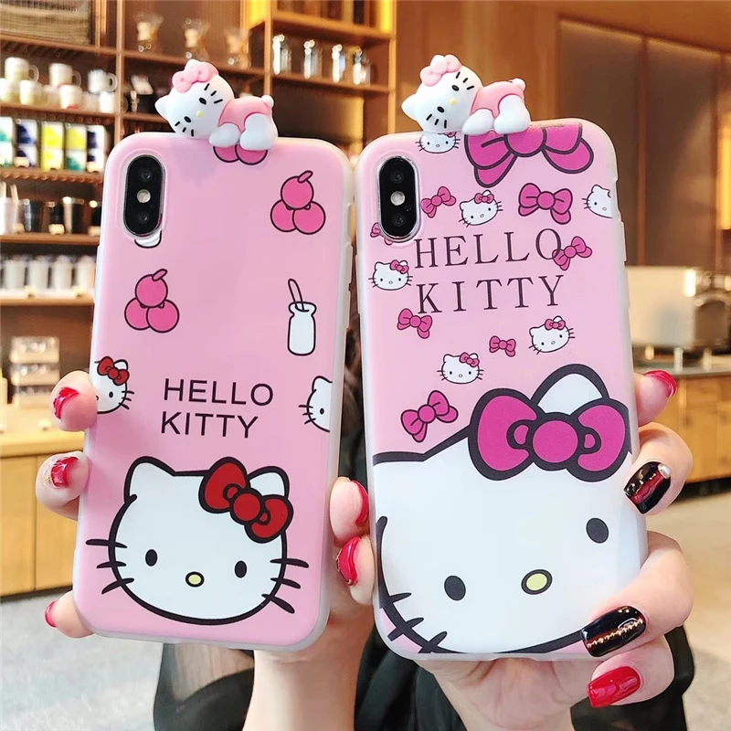 Minnie Mickey Case For iPhone 7 Cases Ultrathin Cartoon Hello Kitty Soft TPU Toy Case for iPhone 6 6s 7 8 Plus X XR XS Max Cover