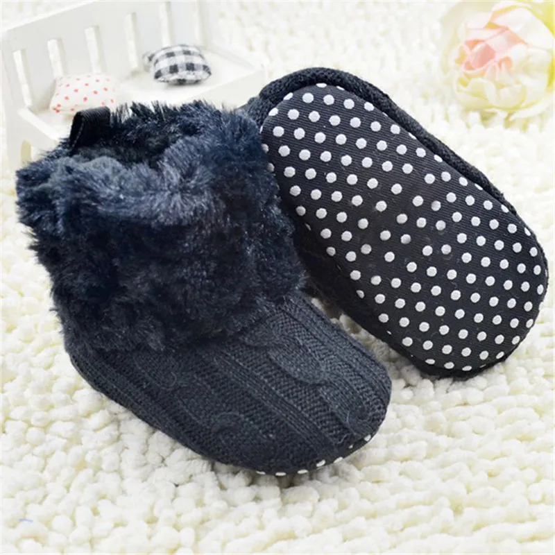 Вязаные крючком/вязаные флисовые сапоги для маленьких девочек; шерстяная зимняя детская обувь ботиночки