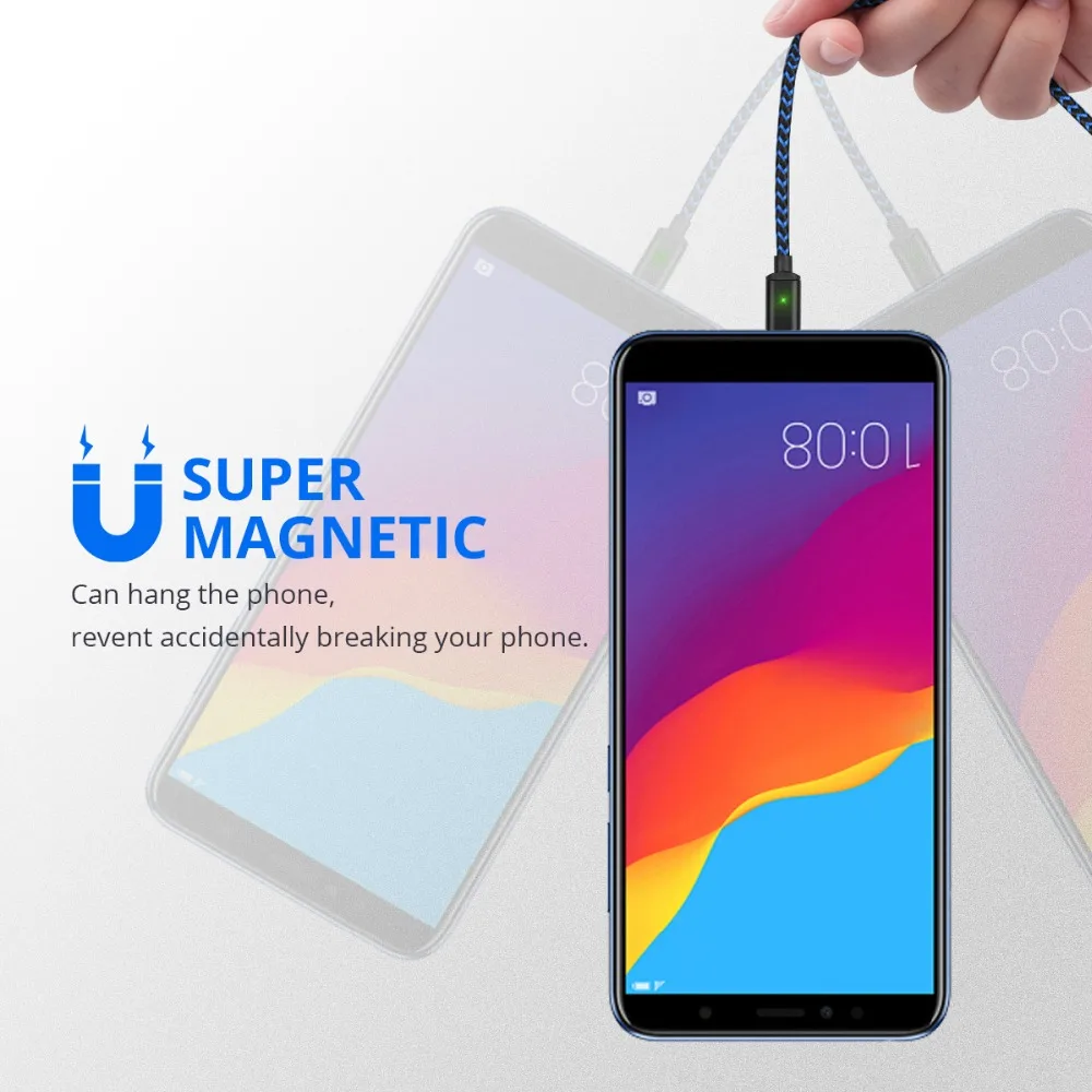 FONKEN كابل مغناطيسي المصغّر USB نوع C المغناطيس الهاتف كابل سريعة شاحن USB كابل شاحن لسامسونج Xiaomi هواوي الروبوت المحمول