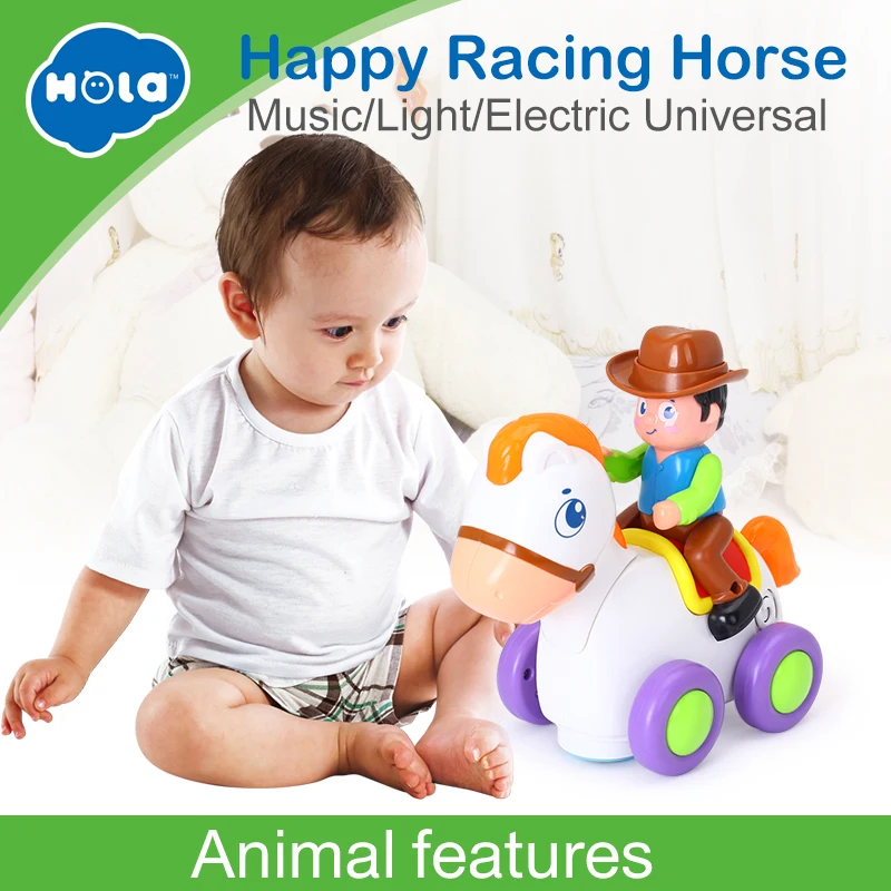 HUILE TOYS 838A Baby Toys Happy Racing Horse with Music & Lights Kids Crawl Styling Toy for Children 18 month+