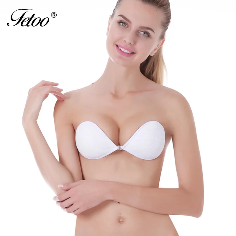 

Fetoo Push Up bralette Bras For Women Lace Silicone Self-Adhesive Bra Breast Push Up Front Closure Strapless Invisible Bra P10