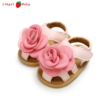 

Baby SHoes Newborn 0-18M SUmmer Baby Girls Sandals Flowers PU Fashion Rubber Slip Baby Sandals Princess Shoes