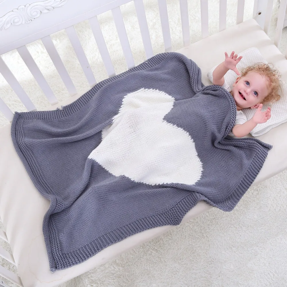 Winter Blanket Heart Pattern Baby Blanket Cotton Bamboo Fiber Baby