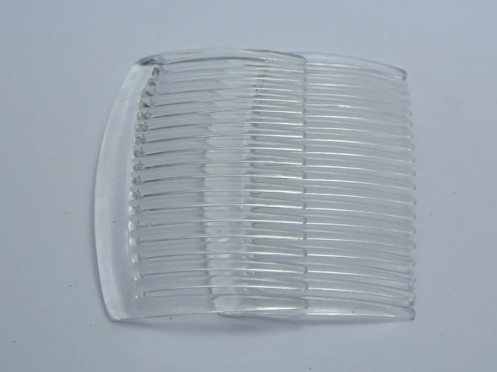 

20 Clear Plastic Smooth Hair Clips Side Combs Pin Barrettes 66X44mm for Ladies