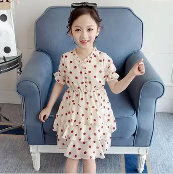 

2019 wholesale girls ruffles dots dress fashion summer girls dresses 3-8t B757
