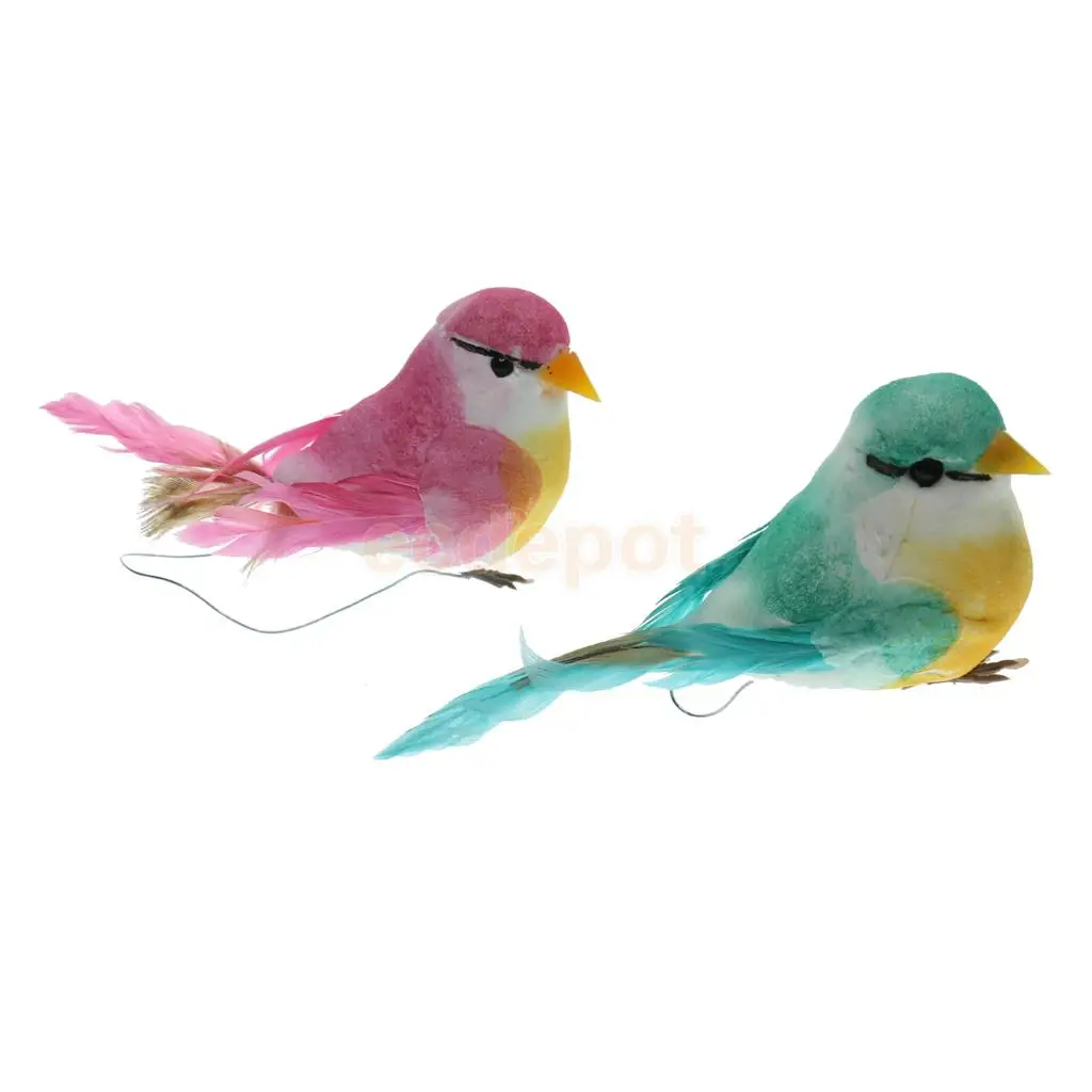 2pcs Artificial Bird Feathered Foam Simulation Bird Home Decor Ornament Craft Figurines Miniatures