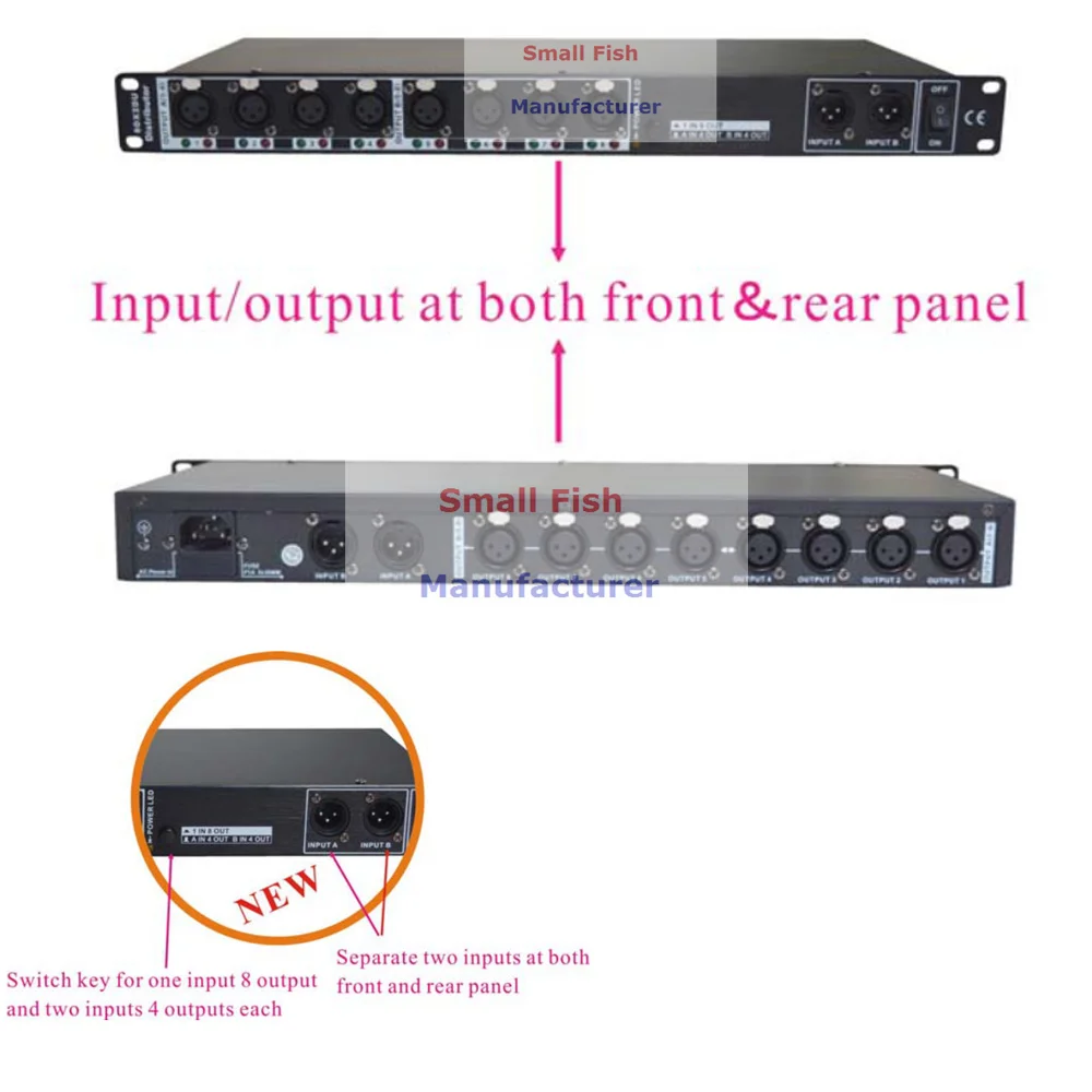 Новейший сценический светильник DMX512 сплиттер светильник разделитель усилителя сигнала 8 способ DMX Дистрибьютор с двумя входами