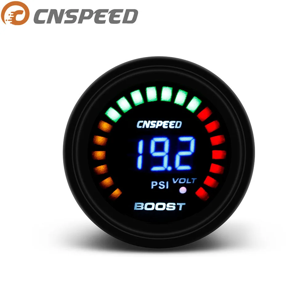 CNSPEED " 52 мм Цифровой автомобиль 12 В Авто турбо Boost Gauge-15~ 45PSI гоночный автомобиль Boost метр турбо зарядное устройство дымчатый 20 светодиодный YC101339