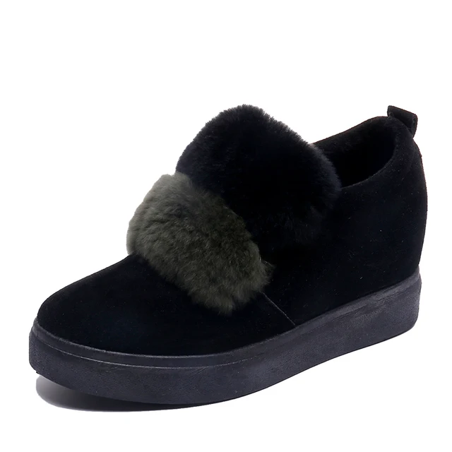 snow faux fur platform slip on loafer