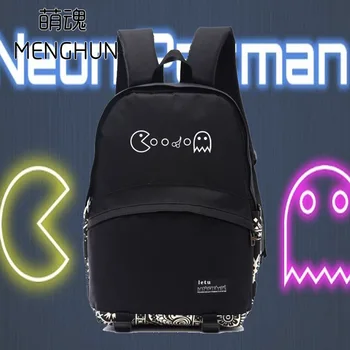 

new design retro classical game pac man backpack new nylon black bag nb084