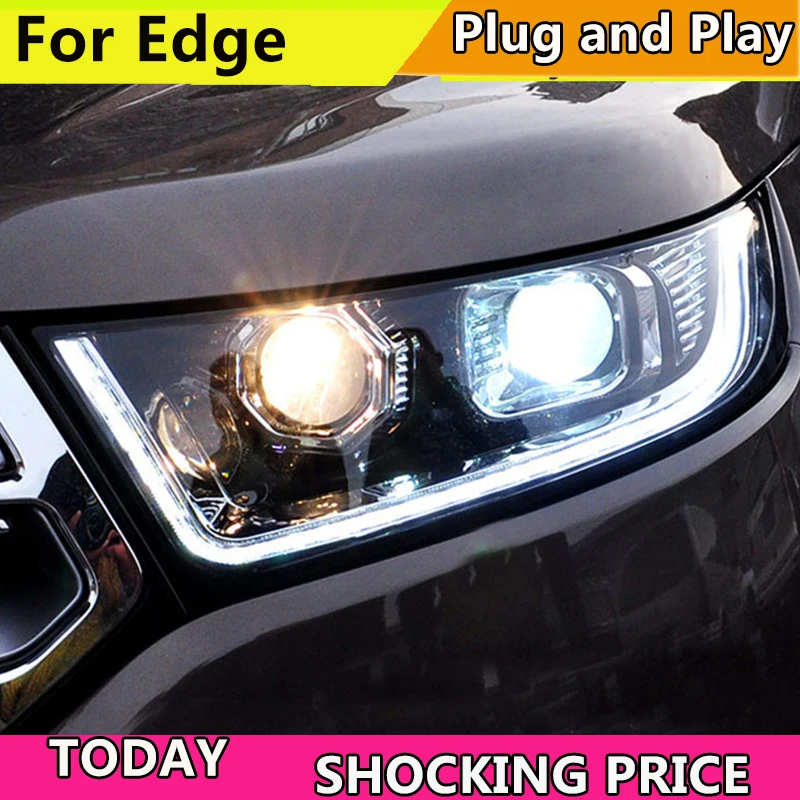 Special Price Car Styling for Ford Edge Headlights 2015-2018 New Edge LED Headlight DRL Hid Head Lamp Angel Eye Bi Xenon Beam Accessories