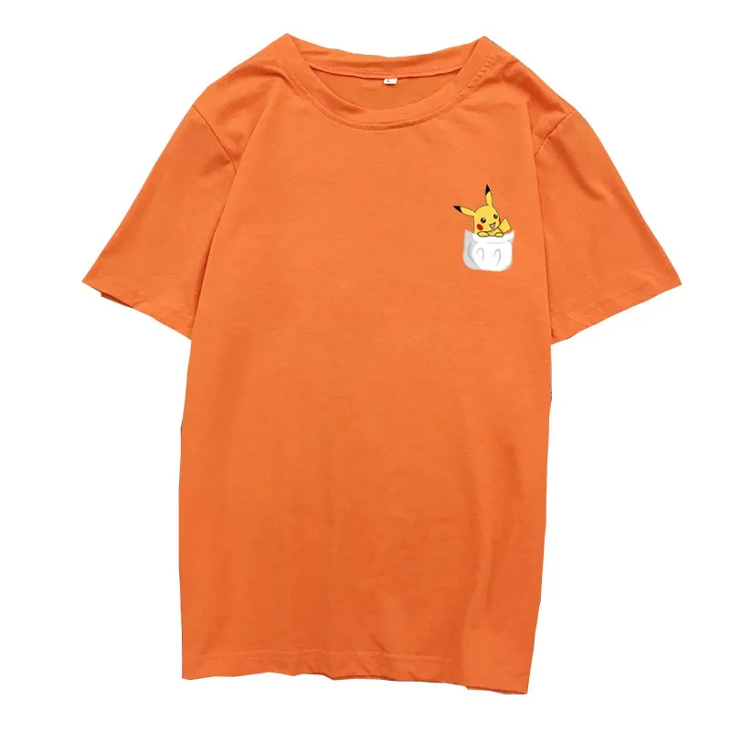 

2018 Summer Casual Women Cute TShirt O Neck Short Sleeve Harajuku Cartoon Pikachu Tee Shirt Femme Kawaii Pokemon Tops 11 Colors