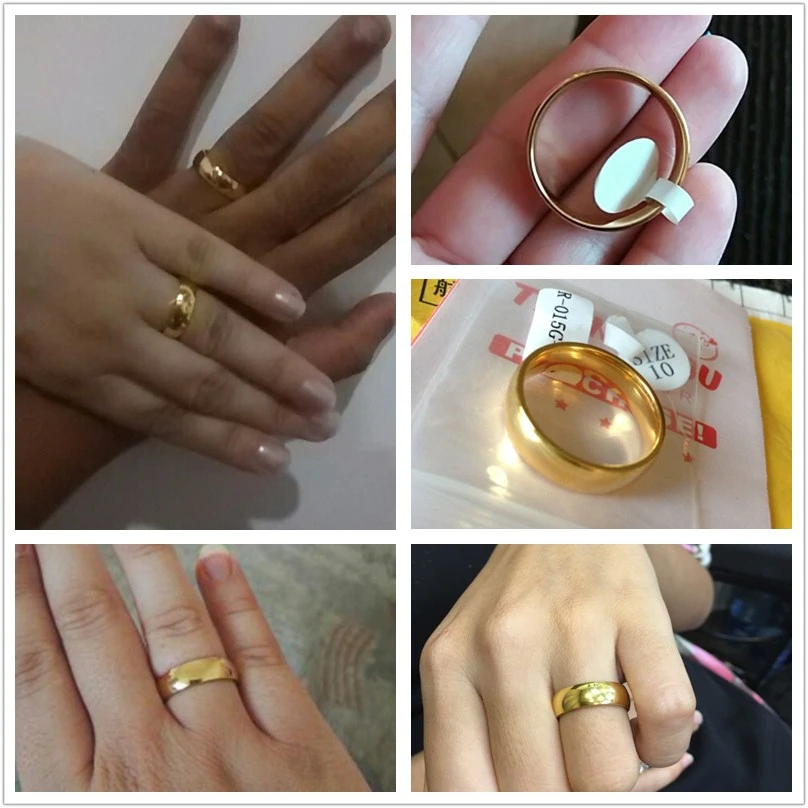 LUXUSTEEL Stainless Steel Gold Color Ring Wedding Lover Rings For Men/ Women Anniversary Gift Couple Jewelry Wholesale