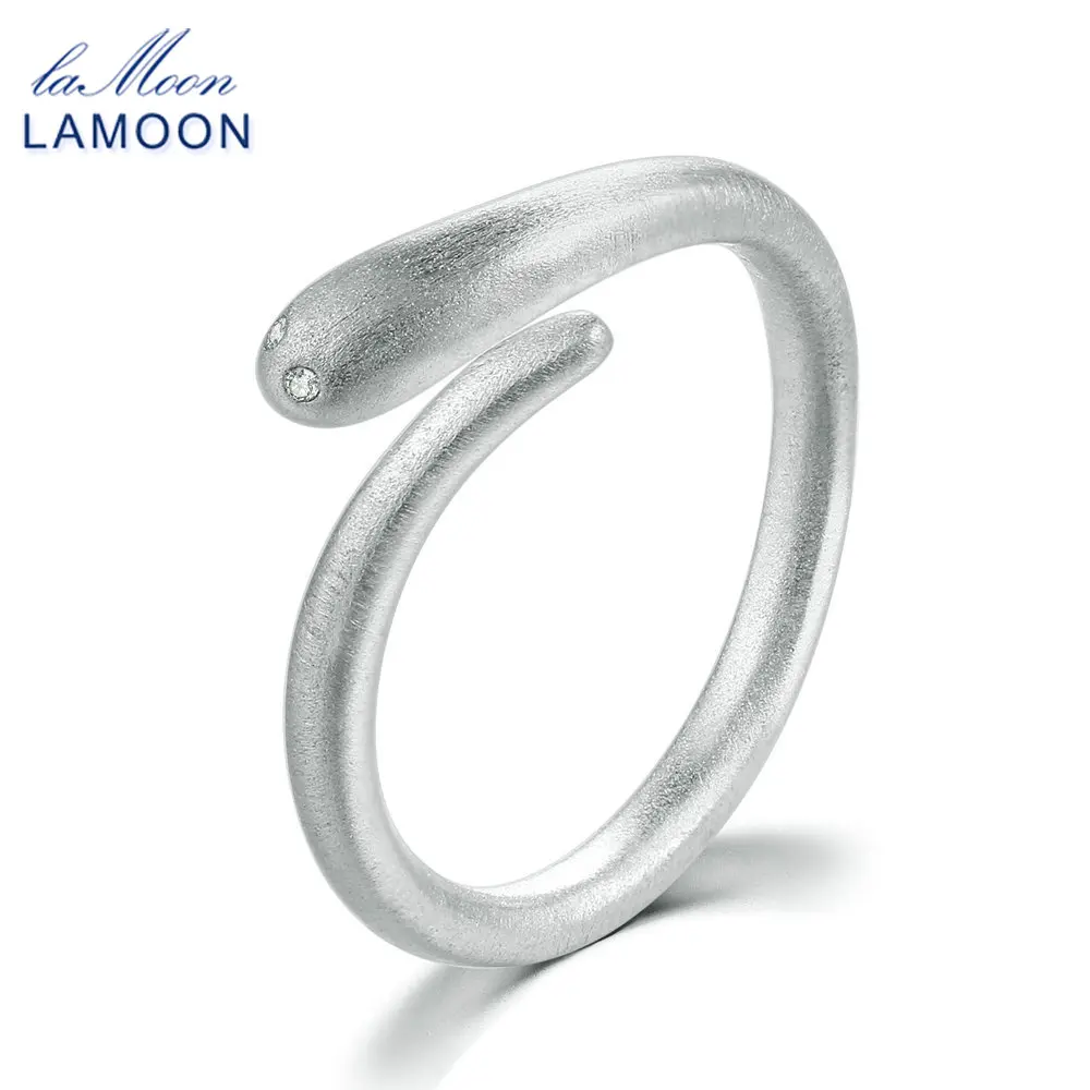 LAMOON Wiredrawing Snake 100% 925-Sterling-Silver Rings Open Design S925 Fine Jewelry For Women Cocktail Party LMRY050