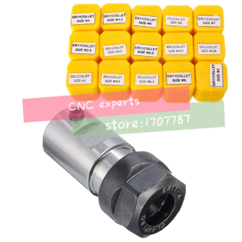 

15pcs High Carbon Steel ER11 Spring Collet 1-7mm with ER11A Extension Rod Motor Shaft HolderInner 4MM 5MM 6MM 6.35MM 8MM