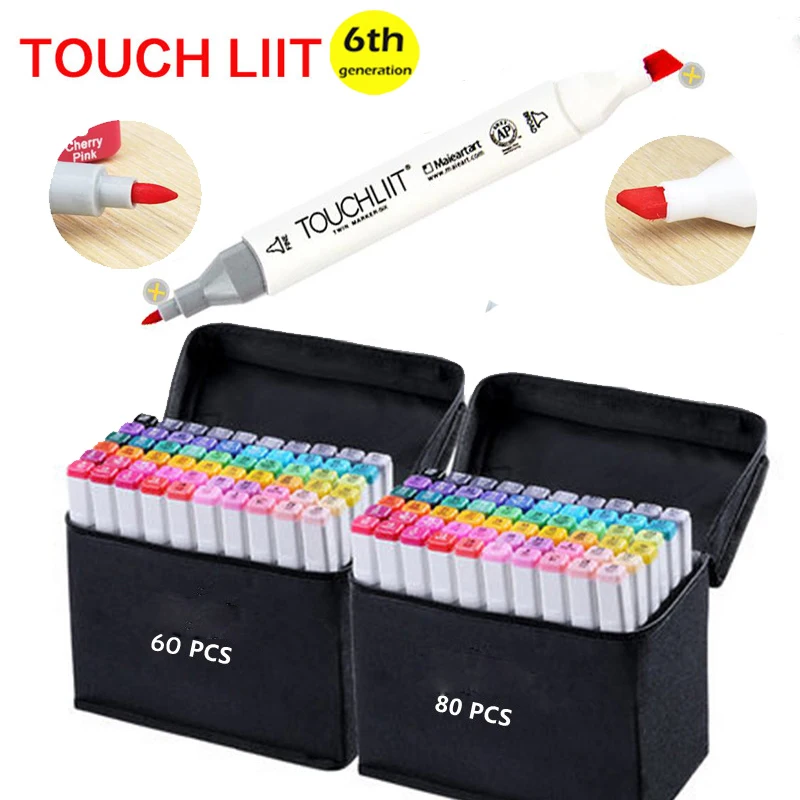 Touchliit 30/40/60/80 Alcohol Dual Art Markers Anime/Architecture/Clothing/landscape/Interior Design Pro Marker Graphic Pens architecture in asmara