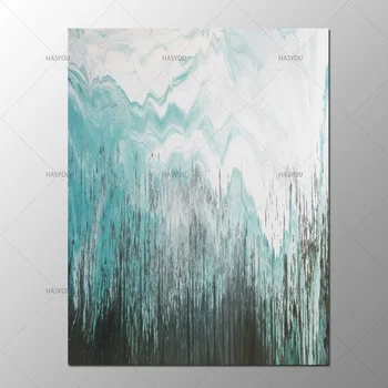 

Hand Painted Abstract Oil Painting on Canvas modern Abstract Green Black Picture Canvas Art for Living Room Bedroom Hotel Decor