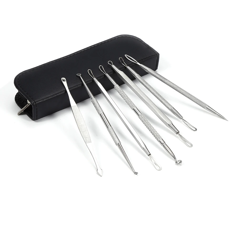 

7Pcs/bag Blackhead Remover Kit Facial Comedone Acne Needle Clip Pimple Blemish Extractor Set Face Skin Cleaning Care Tools