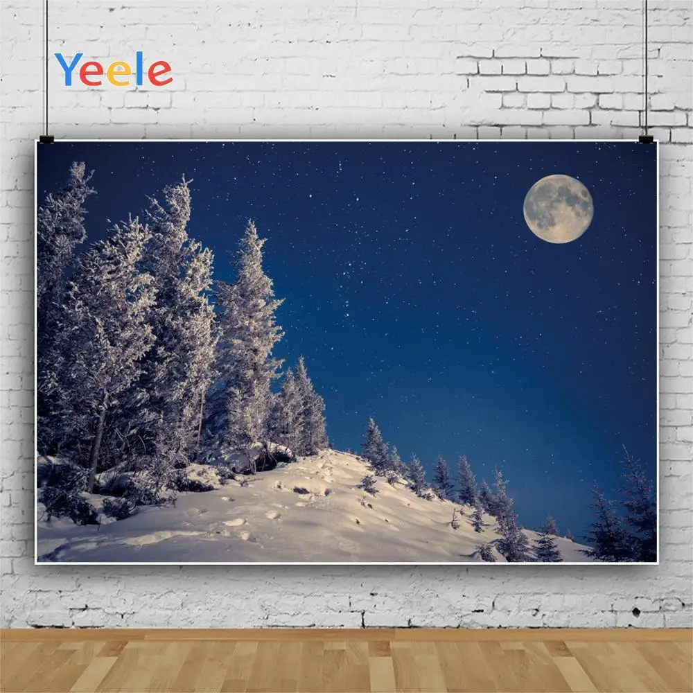 Фоны для фотосъемки Yeele с изображением зимнего пейзажа ночного лунного крепления