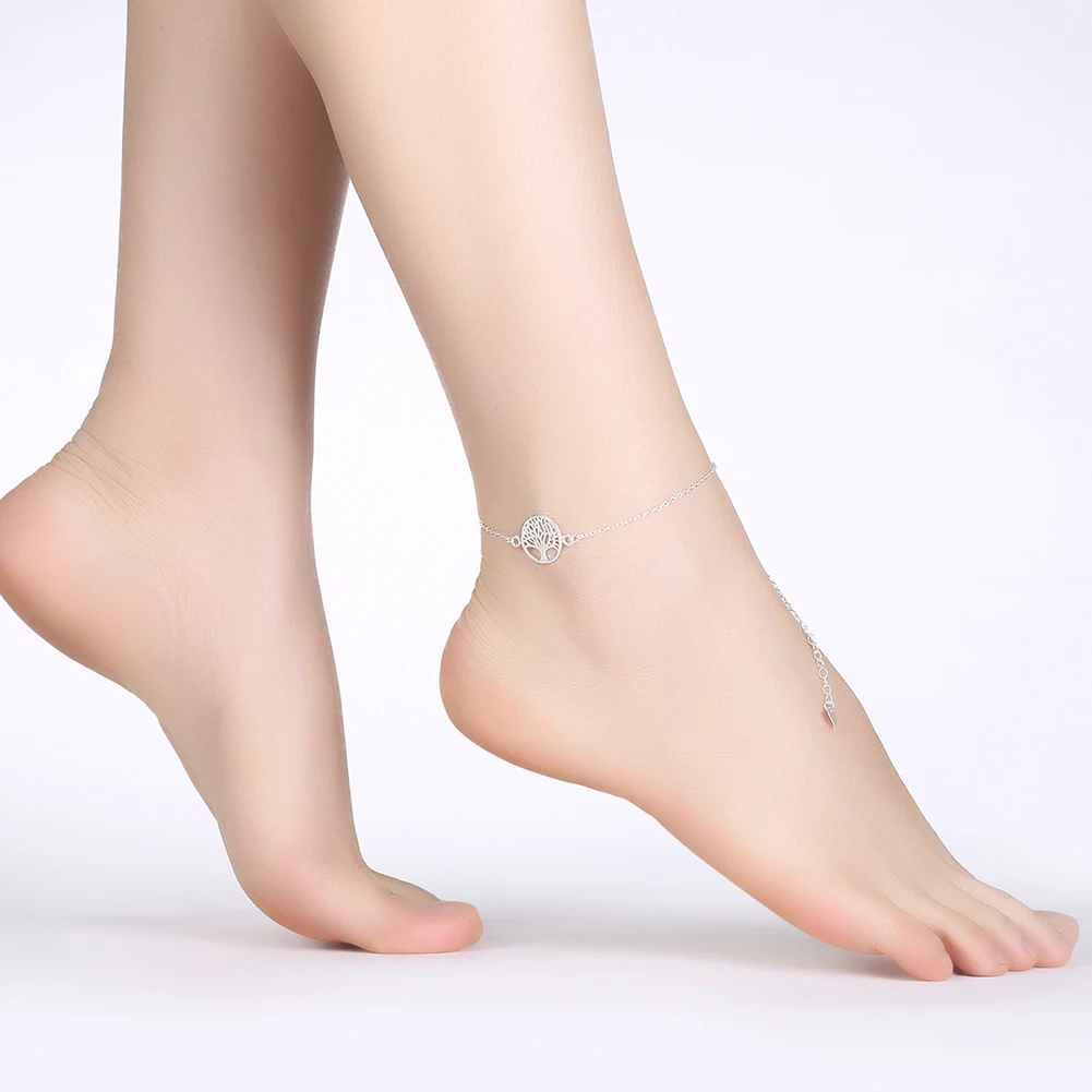 Новая мода Дерево жизни выдалбливают цепь ножной браслет с серебряным покрытием браслет на ногу ювелирные изделия для женщин босиком пляж АА