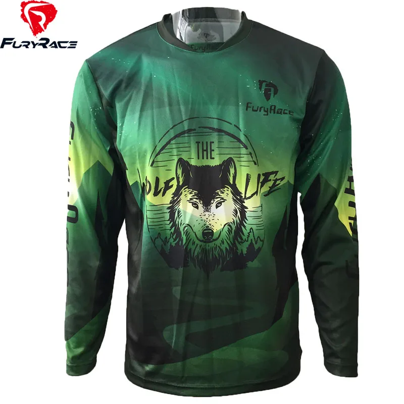 FURY Racing Wolf Enduro горные майки DH MTB BMX для езды на велосипеде одежда для мужчин горный велосипед внедорожный мотоцикл футболки - Цвет: FRJ0006