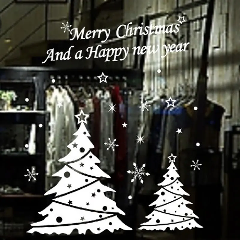 Happy New Year christmas tree snowflake paper windows ...