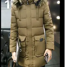 Стиль зимние мужские длинные утолщение Корейская одежда с хлопковой подкладкой